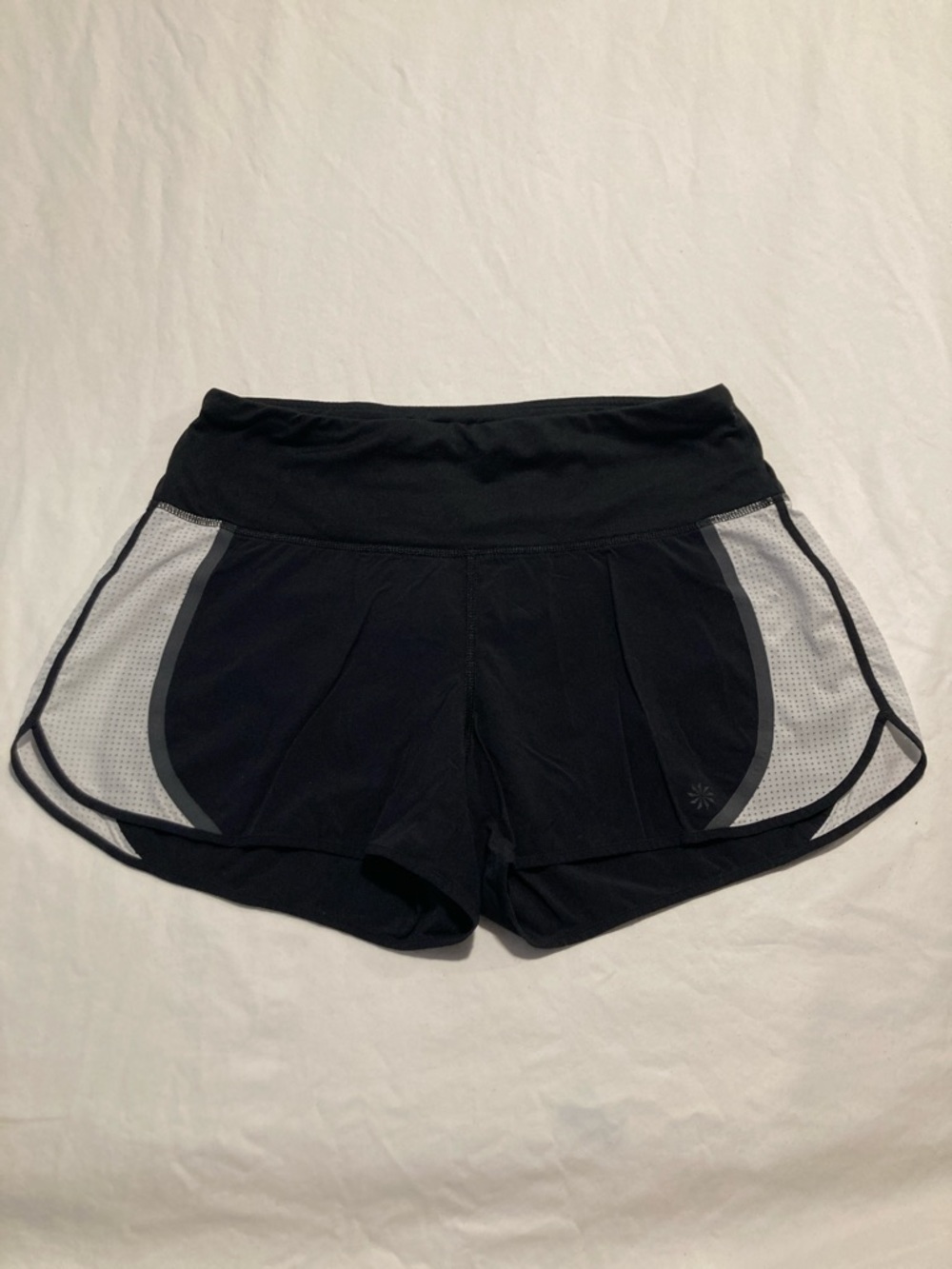 Athleta Black Athletic Shorts with white Gray Side Panels (076)